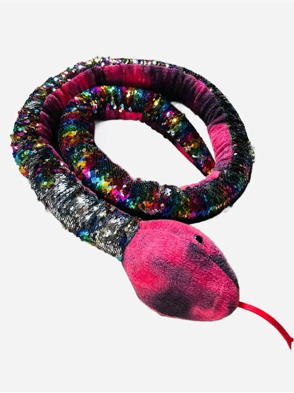 Adventure Planet Rainbow Sequin Plush Snake Toy for Kids 3+ (Approx. 5’5”)
